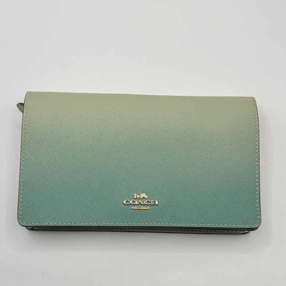 💚 Elegant Coach Green Ombré Clutch w/ Strap 💚 - Picture 1 of 4